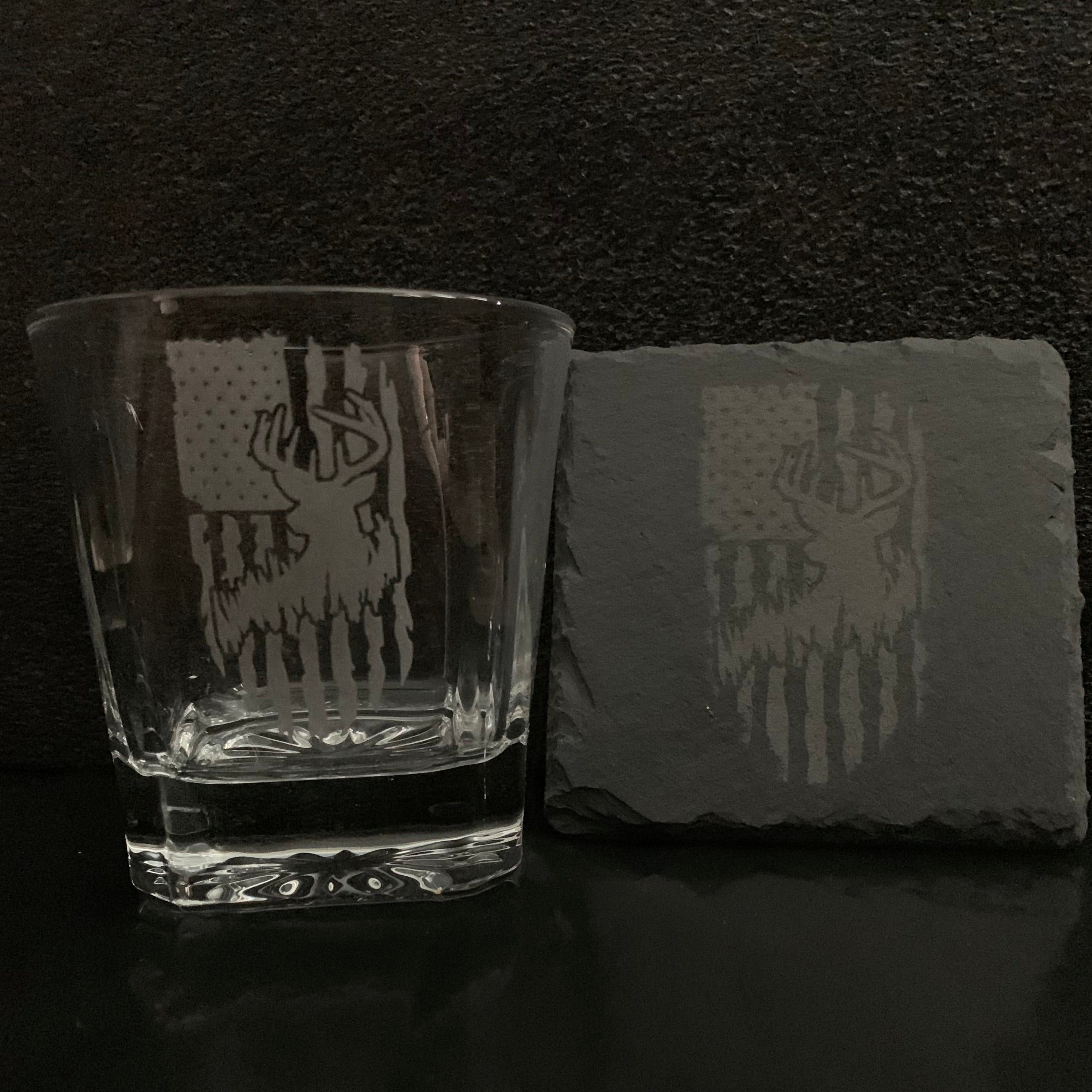 American Buck Whiskey Glass & Coaster