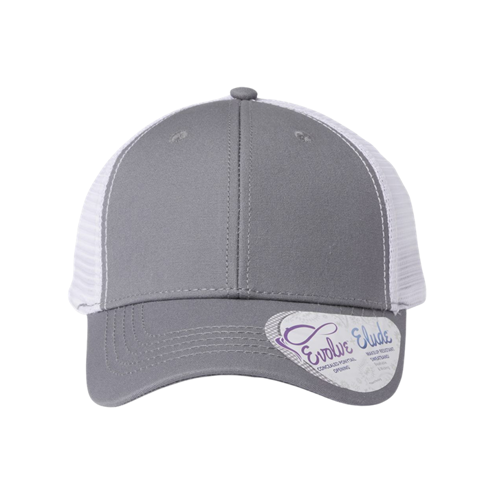 Women's Grey Ponytail Trucker Hat